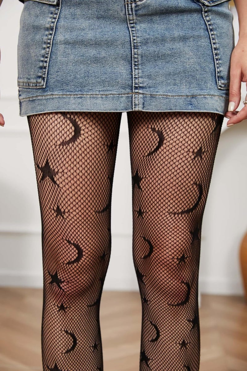 Qilubar Festival Fishnet Stockings, Star Tights, High-Waist Tights for Women - Image 1